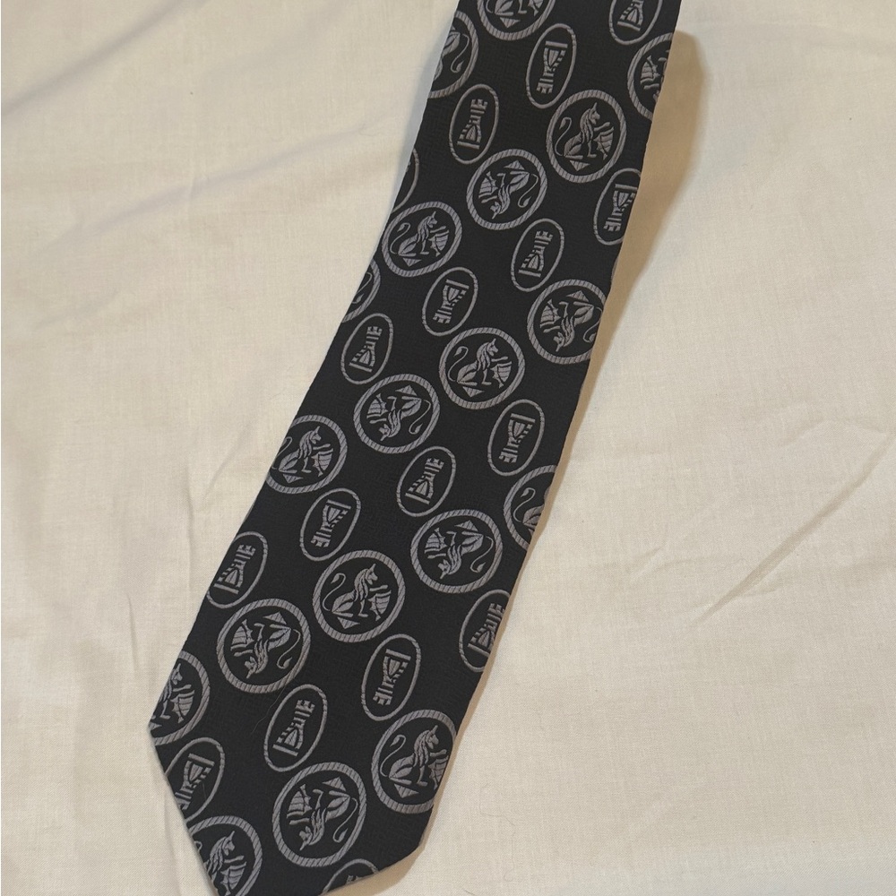 Vintage Inca Black and Gray Chessman Wide Neck Tie